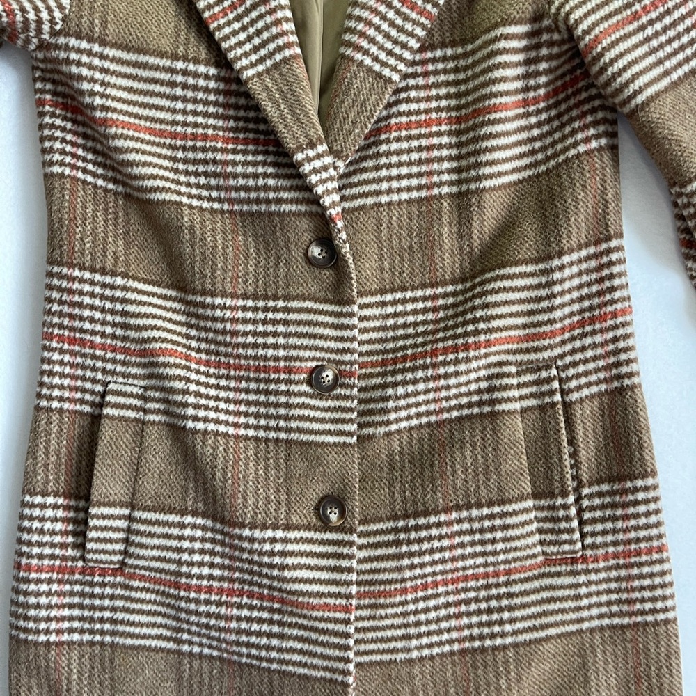 Evereve Brown Plaid Pea Coat XS - Picture 6 of 11